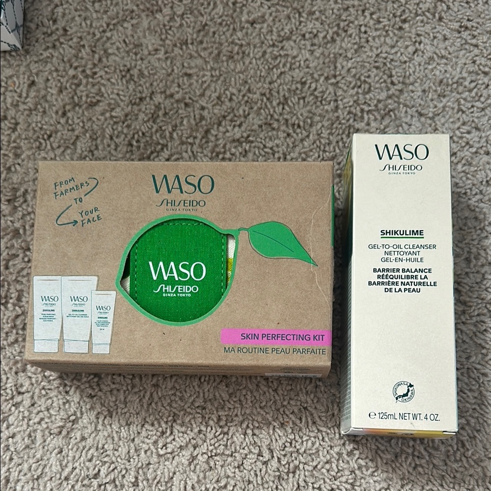 Shiseido WASO Skincare Set with Green and White Packaging